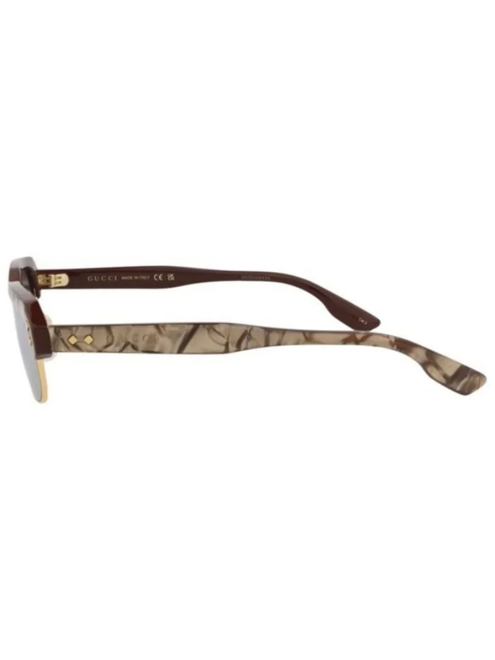 New Gucci Mens Square/Rectangle Brown Brown Silver Fashion Designer Sunglasses